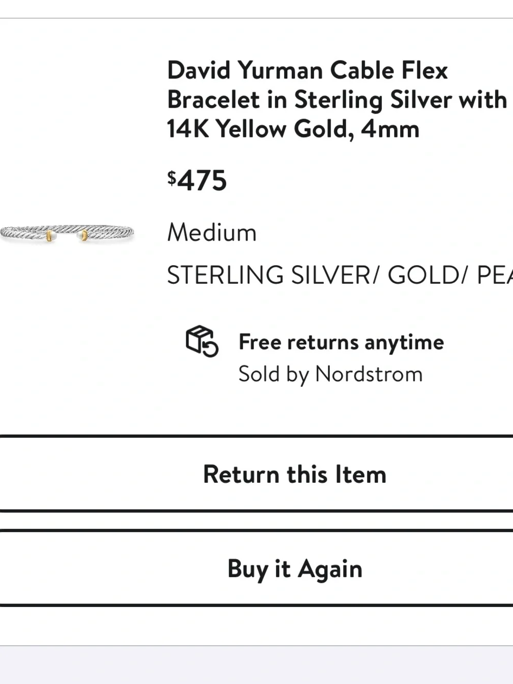 David Yurman 4mm cable flex bracelet